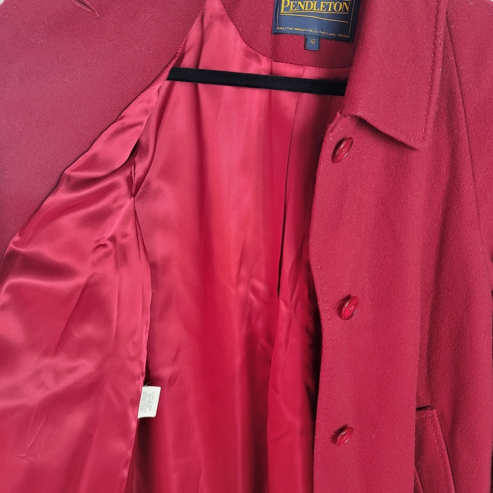 Pendleton Red Merino Wool Coat 4P - Picture 10 of 13